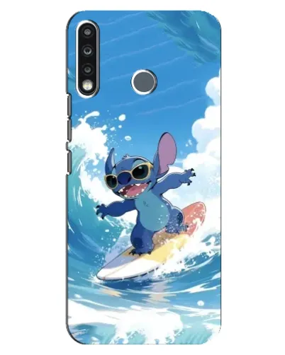 Чехол для TECNO Spark 4 с картинкой «Стич на волне»