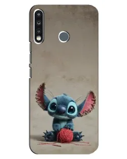 Чехол для TECNO Spark 4 с картинкой «Стич на коричневом фоне»