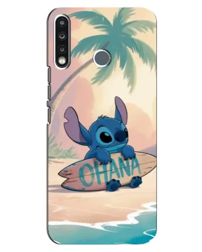 Чехол для TECNO Spark 4 с картинкой «Стич на серфе»