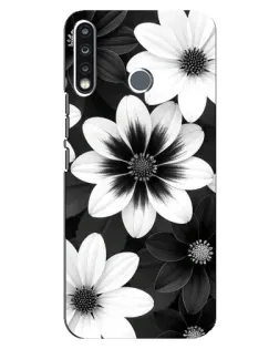 Чохол для TECNO Spark 4 з картинкою «Монохромні айстри»