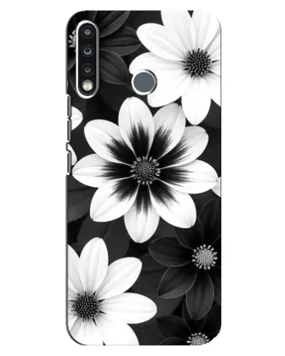Чехол для TECNO Spark 4 с картинкой «Монохромные астры»