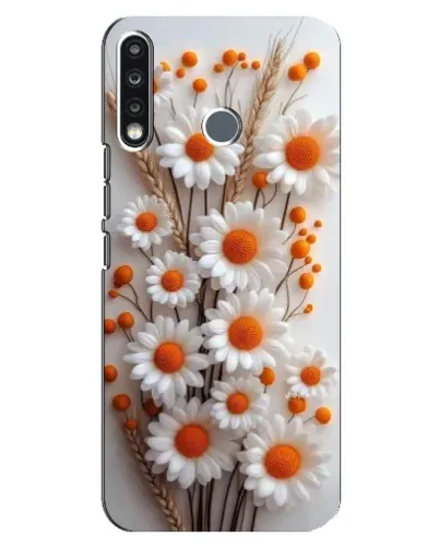 Чехол для TECNO Spark 4 с картинкой «Белые сухоцветы»