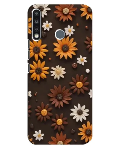 Чехол для TECNO Spark 4 с картинкой «Узор из маленьких подсолнухов»