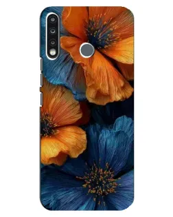 Чохол для TECNO Spark 4 з картинкою «Яскрава синьо-помаранчева флора»