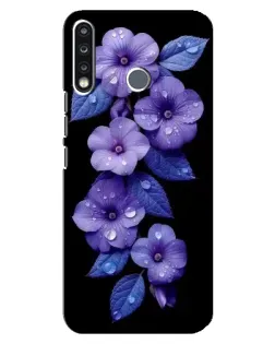 Чохол для TECNO Spark 4 з картинкою «Фіолетові квіти з росою»