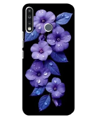 Чехол для TECNO Spark 4 с картинкой «Фиолетовые цветы с росою»