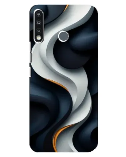 Чохол для TECNO Spark 4 з картинкою «Об'ємні чорно-білі стрічки»