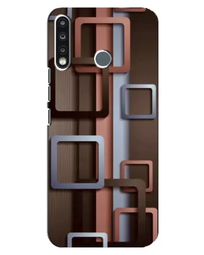 Чохол для TECNO Spark 4 з картинкою «Коричневі об'ємні квадрати»