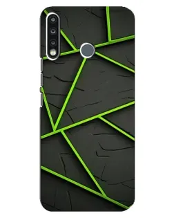 Чохол для TECNO Spark 4 з картинкою «Зелені геометричні лінії»