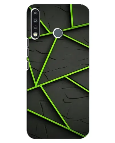 Чохол для TECNO Spark 4 з картинкою «Зелені геометричні лінії»