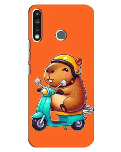 Чохол для TECNO Spark 4 з картинкою «Капібара на скутері»