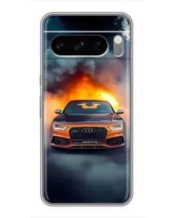 Чехол для TECNO Spark 40 5G с картинкой «Audi в огненном дыму»