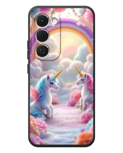 Чехол для TECNO Spark 40 Pro Plus с картинкой «Радуга и единороги»