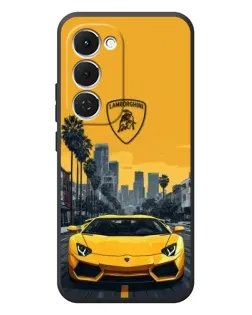 Чехол для TECNO Spark 40 Pro Plus с картинкой «Желтый Lamborghini город»