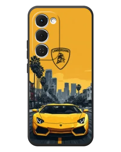 Чехол для TECNO Spark 40 Pro Plus с картинкой «Желтый Lamborghini город»