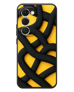 Чехол для TECNO Spark 40 Pro Plus с картинкой «Черное желтое переплетение»
