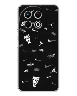 Чехол для TECNO Spark 40 Pro с картинкой «Nike Black Pattern»