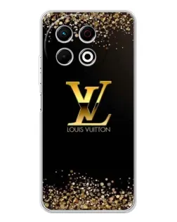 Чехол для TECNO Spark 40 Pro с картинкой «LV — золотые искры»