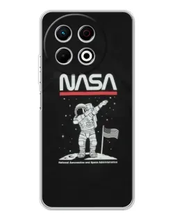 Чехол для TECNO Spark 40 Pro с картинкой «NASA — шагаем по Луне»