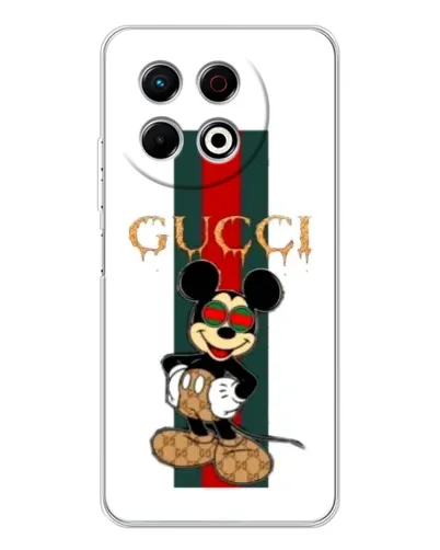 Чохол для TECNO Spark 40 Pro з картинкою «Міккі Маус Gucci — смуги»