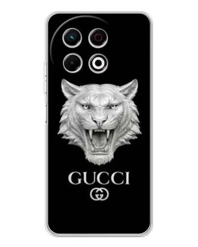 Чехол для TECNO Spark 40 Pro с картинкой «Gucci — серебряный лев» Чехол для TECNO Spark 40 Pro с картинкой «Gucci — серебряный лев»