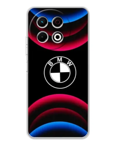 Чехол для TECNO Spark 40 Pro с картинкой «Логотип BMW и неоновые дуги» Чехол для TECNO Spark 40 Pro с картинкой «Логотип BMW и неоновые дуги»