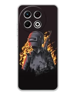 Чехол для TECNO Spark 40 Pro с картинкой «PUBG — огненный силуэт»