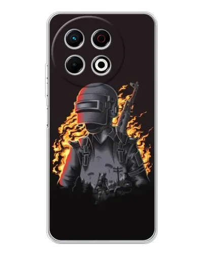Чехол для TECNO Spark 40 Pro с картинкой «PUBG — огненный силуэт»
