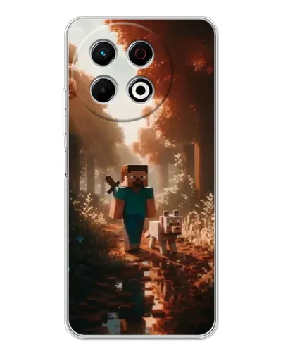Чехол для TECNO Spark 40 Pro с картинкой «Стив в лесу» Чехол для TECNO Spark 40 Pro с картинкой «Стив в лесу»