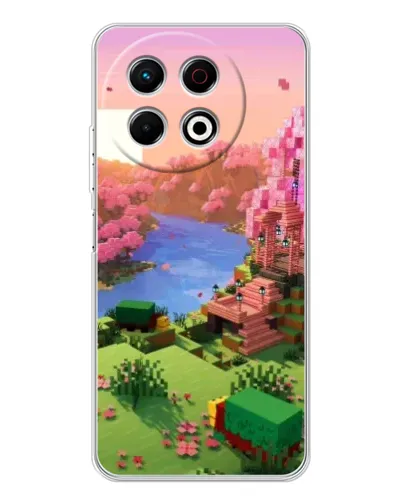Чехол для TECNO Spark 40 Pro с картинкой «Розовое дерево Minecraft»