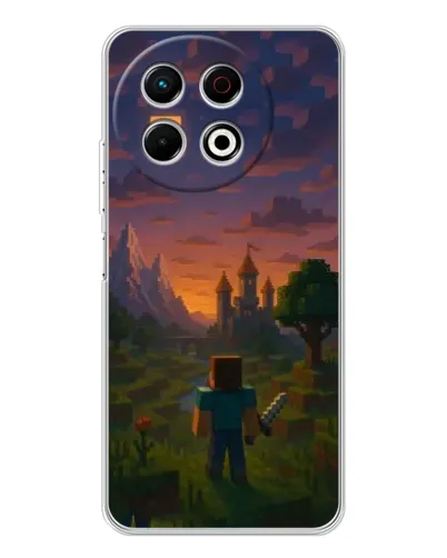 Чехол для TECNO Spark 40 Pro с картинкой «Стив у башни» Чехол для TECNO Spark 40 Pro с картинкой «Стив у башни»