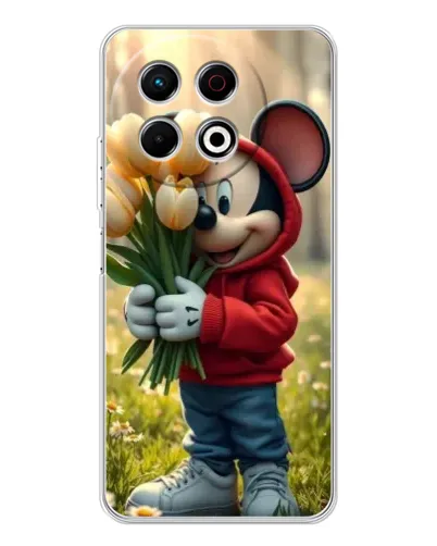 Чехол для TECNO Spark 40 Pro с картинкой «Микки с тюльпанами» Чехол для TECNO Spark 40 Pro с картинкой «Микки с тюльпанами»