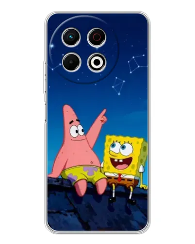 Чохол для TECNO Spark 40 Pro з картинкою «Губка Боб та Патрік вночі» Чохол для TECNO Spark 40 Pro з картинкою «Губка Боб та Патрік вночі»