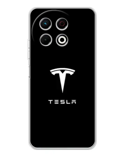 Чохол для TECNO Spark 40 Pro з картинкою «Tesla White Logo»
