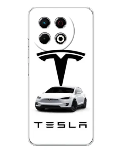 Чохол для TECNO Spark 40 Pro з картинкою «Tesla White Style»