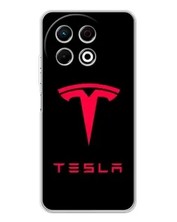 Чохол для TECNO Spark 40 Pro з картинкою «Tesla Red Logo»