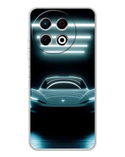 Чохол для TECNO Spark 40 Pro з картинкою «Tesla в неоні»