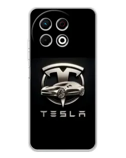 Чохол для TECNO Spark 40 Pro з картинкою «Tesla — срібне авто»