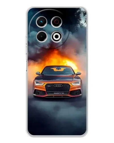 Чехол для TECNO Spark 40 Pro с картинкой «Audi в огненном дыму»