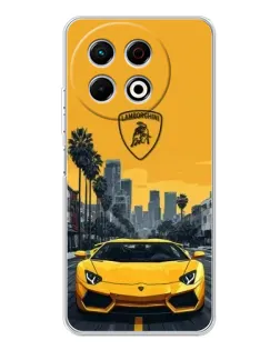 Чохол для TECNO Spark 40 Pro з картинкою «Жовтий Lamborghini місто»