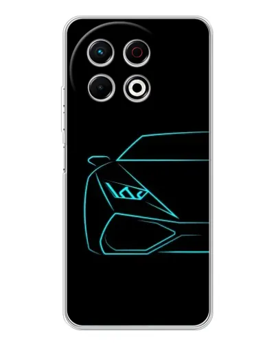 Чохол для TECNO Spark 40 Pro з картинкою «Блакитний силует Lamborghini»