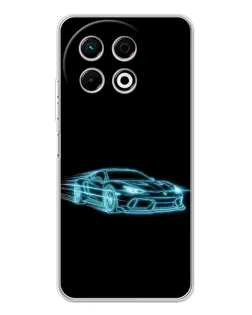 Чохол для TECNO Spark 40 Pro з картинкою «Неоновий контур Lamborghini»