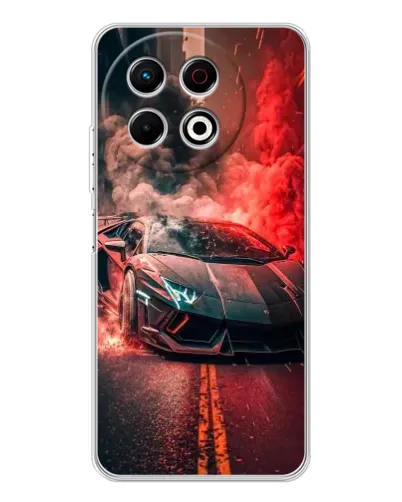 Чохол для TECNO Spark 40 Pro з картинкою «Lamborghini червоний дим»