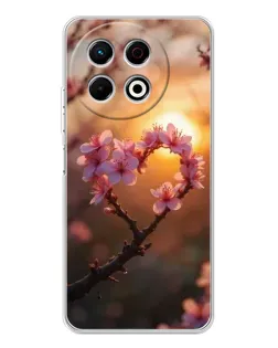 Чехол для TECNO Spark 40 Pro с картинкой «Розовый цвет сердце на фоне заката»