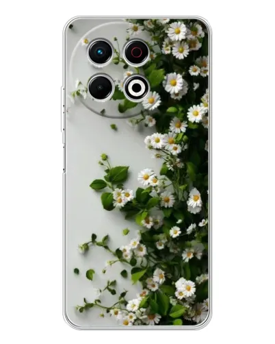 Чехол для TECNO Spark 40 Pro с картинкой «Ветка мелких белых цветов»