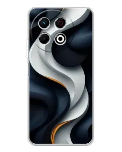 Чохол для TECNO Spark 40 Pro з картинкою «Об'ємні чорно-білі стрічки»