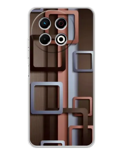 Чохол для TECNO Spark 40 Pro з картинкою «Коричневі об'ємні квадрати»