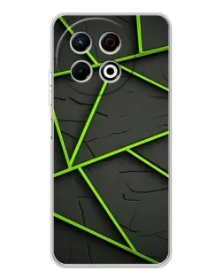 Чохол для TECNO Spark 40 Pro з картинкою «Зелені геометричні лінії»