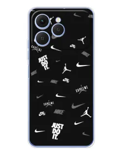 Чехол для TECNO Spark 40 с картинкой «Nike Black Pattern»