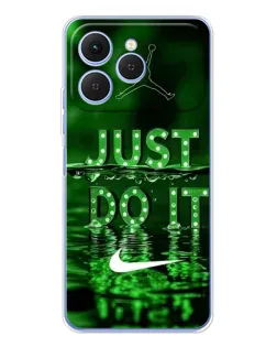 Чехол для TECNO Spark 40 с картинкой «Зеленый неоновый Nike»